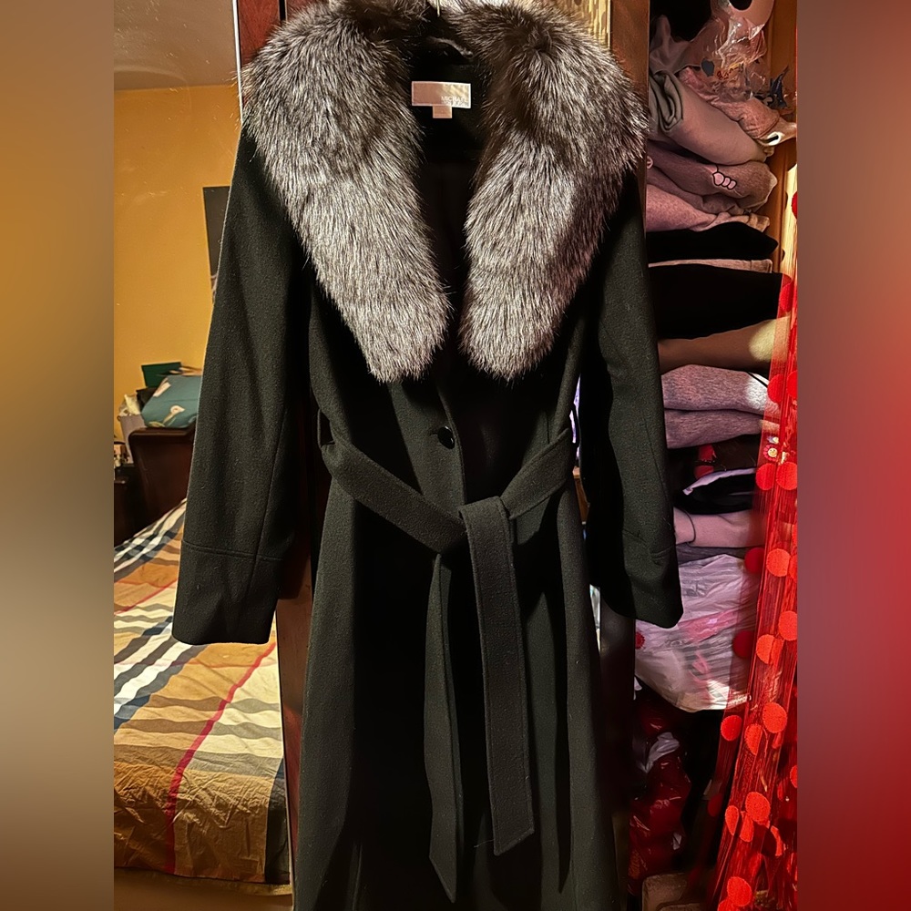 Michael Kors Women Wool Jacket With Fur Size 4